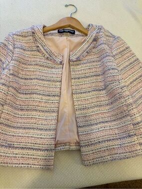 Lagerfeld Tweed Open-Front Jacket in Pastel Multi